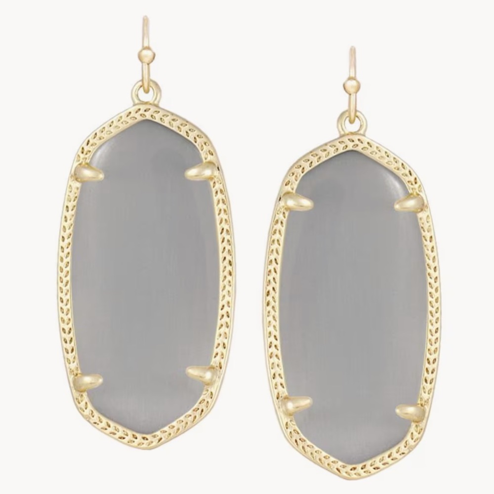 Kendra Scott Elle Gold Drop Earrings in Slate Cats Eye Dangle